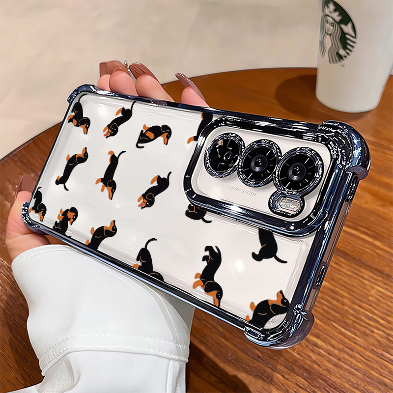 Oppo Reno 12 - Cartoon Dachshund Patroon Telefoonhoesje Voor OPPO